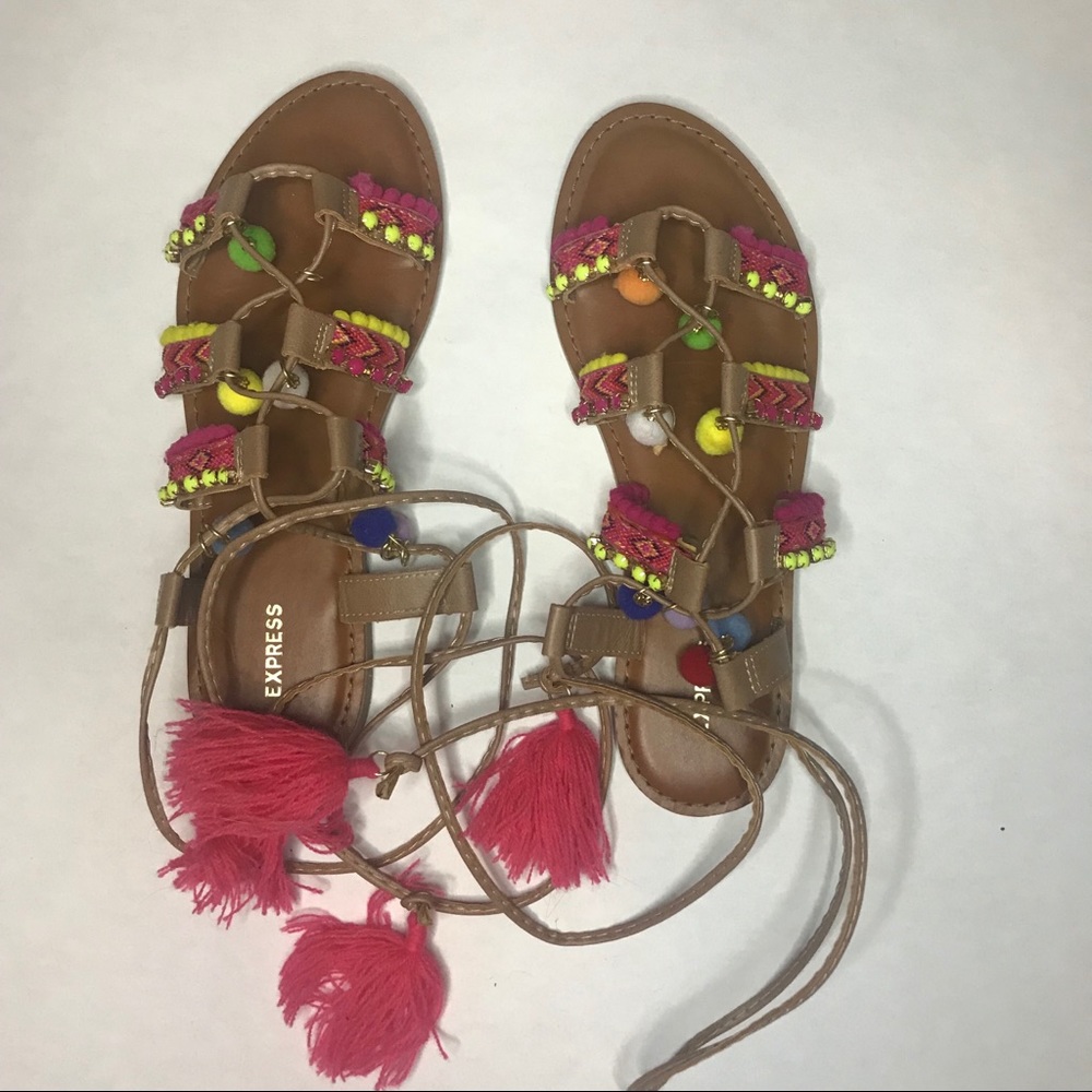 Express Playful Pom Pom Sandals